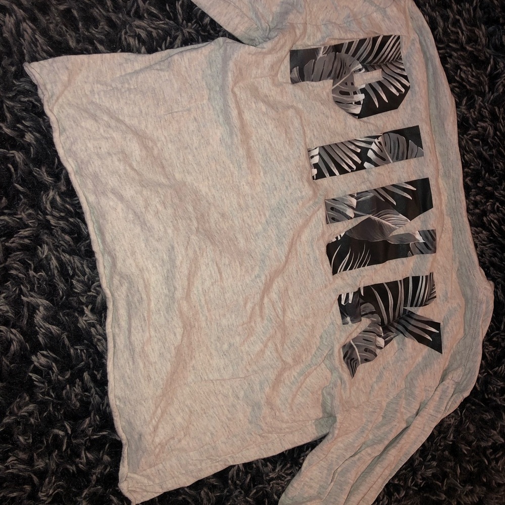 Crop long sleeve VS pink shirt.